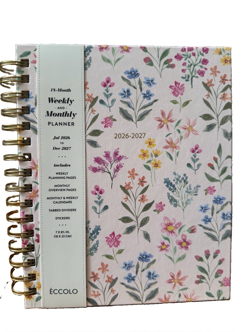 Eccolo Planner 2026- 2027 18-Month Weekly & Monthly Planner Hard Cover 8x7.5”